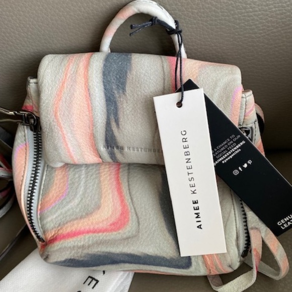 Aimee Kestenberg 'Bali' Mini backback in Sahara multicolour marbled leather - Picture 2 of 16